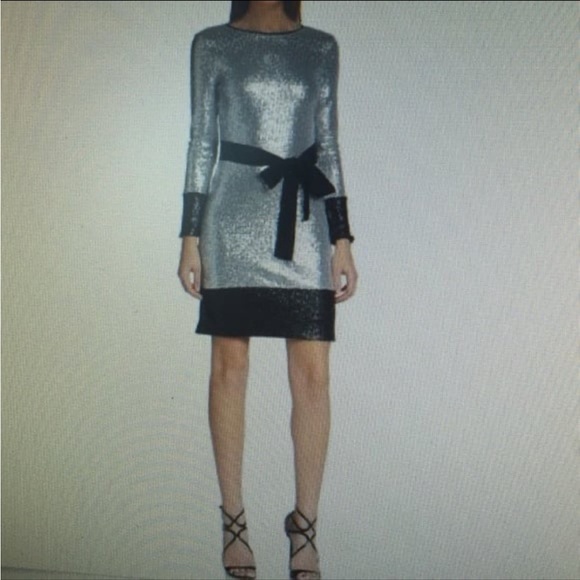 Badgley Mischka Black and Silver Sequin Gown - Picture 4 of 4